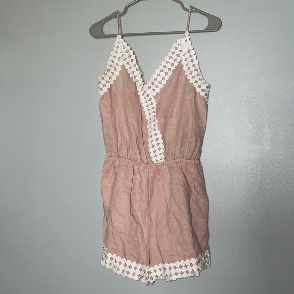 Peach Love Pink and White Romper Size Medium
